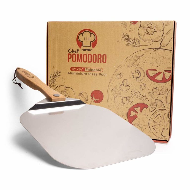VEVOK CHEF Pelle à Pizza Ronde 25,5 Cm En Aluminium Avec Manche Bois 22 Cm - Spatule Parfaite Pour Pizza, Crêpes Et Pâtisserie