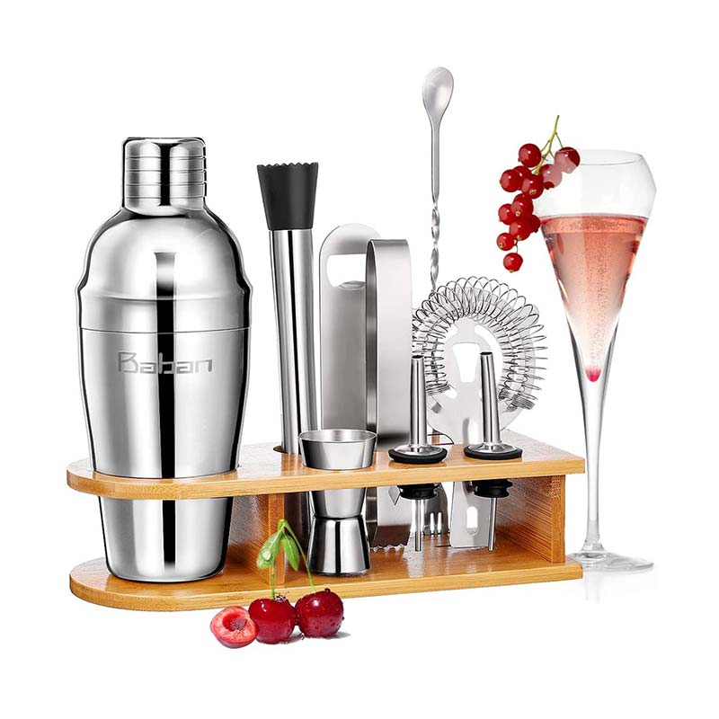 Baban Cocktail Set avec 750ML Shaker 10 Pièces en Acier Inoxidable