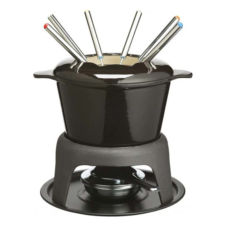 Appareil à Fondue En émail Rouge/orange 1L, Diamètre 15cm, Modèle Vintage