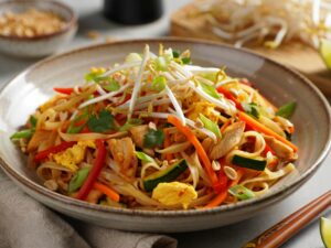Assiette de pad thaï au poulet