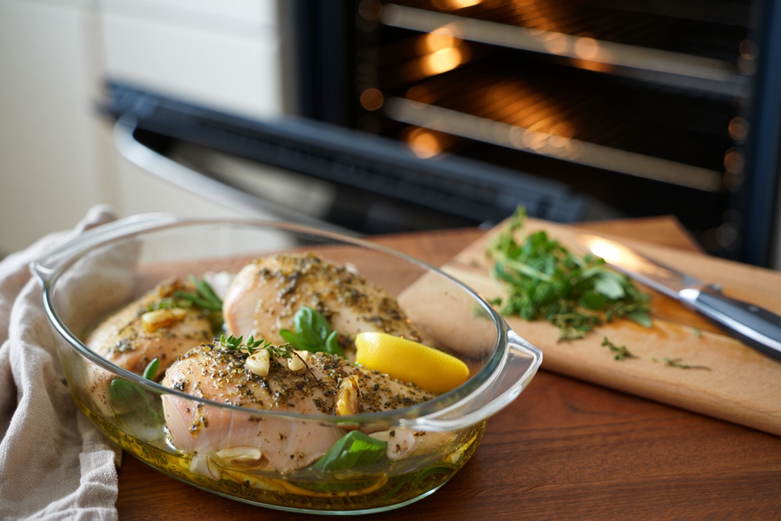 Cuisson de blanc de poulet au four