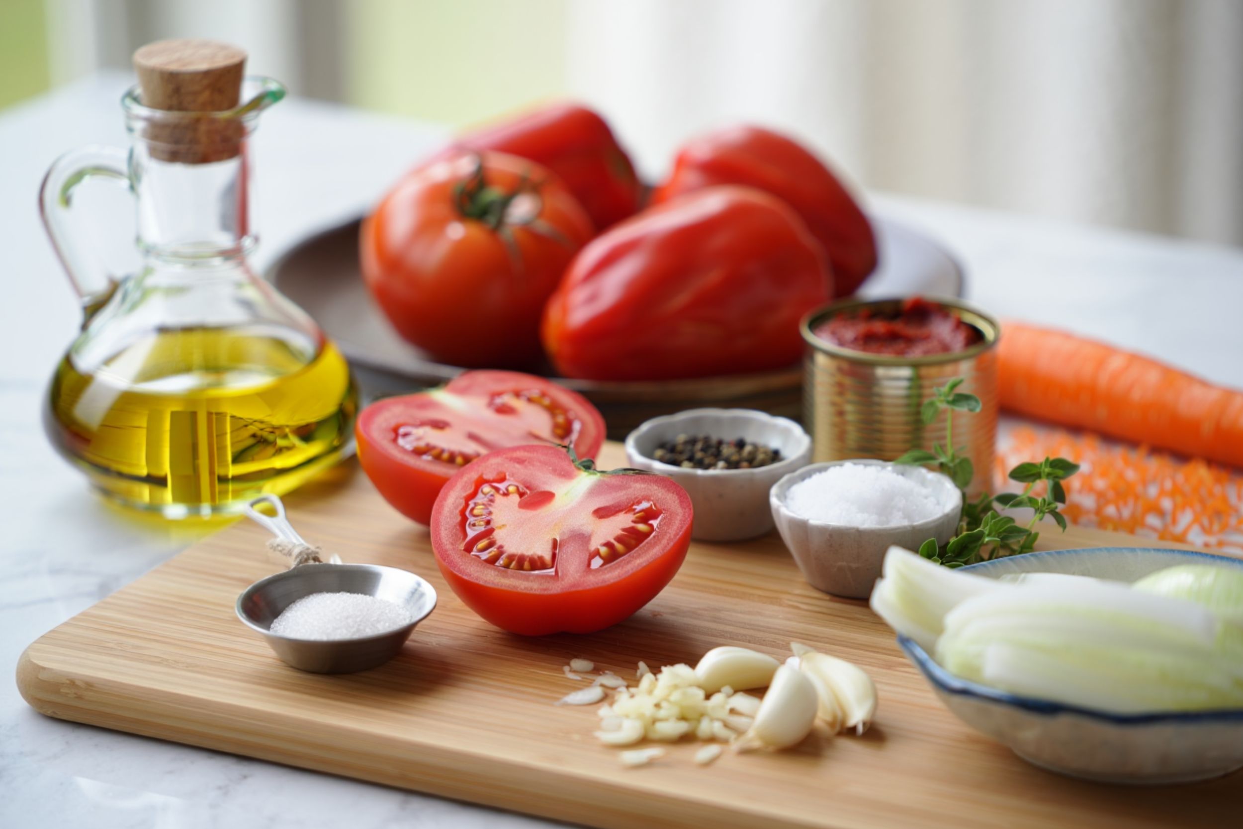 Ingrédients pour réaliser une sauce tomate maison