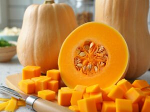 Morceaux de butternut coupés en dés sans peau