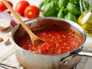 Préparation d'une sauce tomate maison